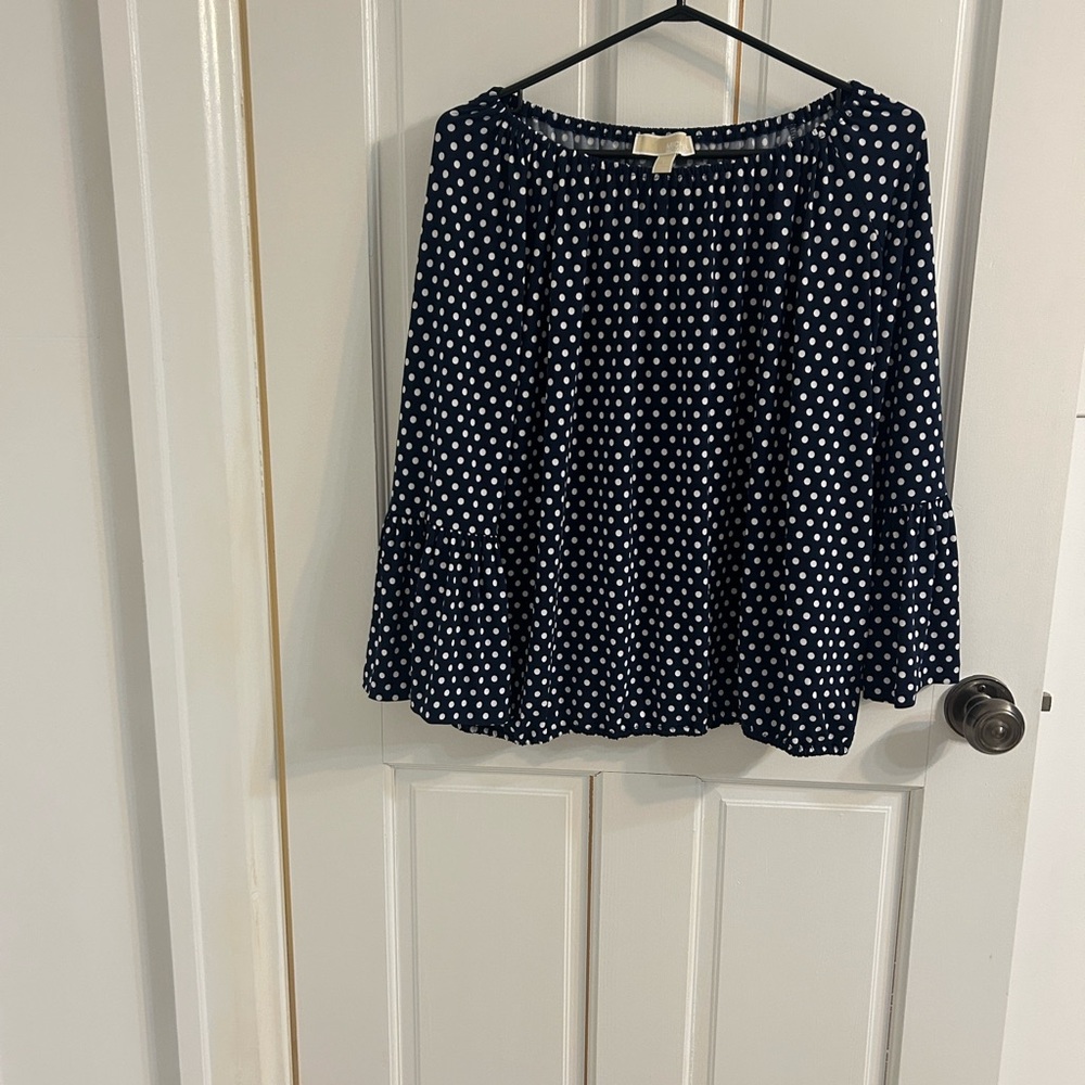Navy Polka Dot Blouse
